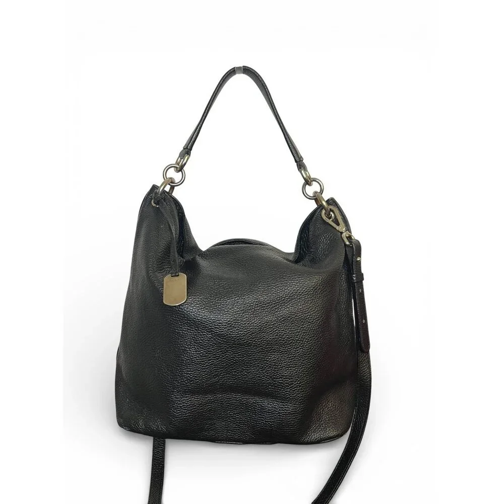 Furla Pebbled Leather Hobo Tote Crossbody Bag in Black